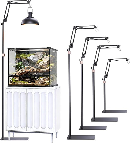 Reptile Lamp Stand Reptile Light Stand, Freely Adjustable Height (15.7inch to 74.4inch) with 360° Adjustable Swing Arm, Heat Lamp Holder for Bearded Dragon Turtles Snake and Chicks