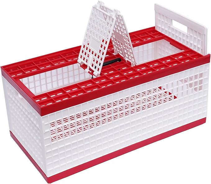 Foldable Pigeon Cage with Handle Portable Bird Travel Carrier Cage Transportation Pigeon Nest Box, 60 x31x26cm, Red