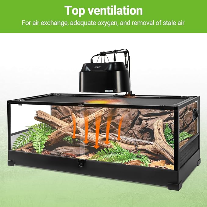 REPTI ZOO 67Gallon Reptile Large Terrarium 48" x 18" x 18" Upgrade Glass Front Opening Tank Sliding Door with Screen Ventilation Reptile Terrarium