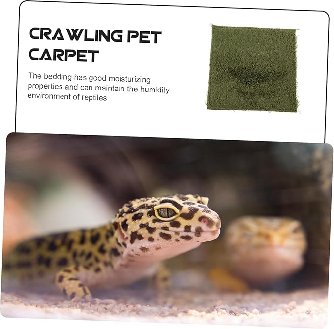 Reptile Carpet Mat for Tortoises and Snakes Washable Terrarium Liner Moisture Retaining Faux Grass Bedding for Reptile Habitats and Enclosures