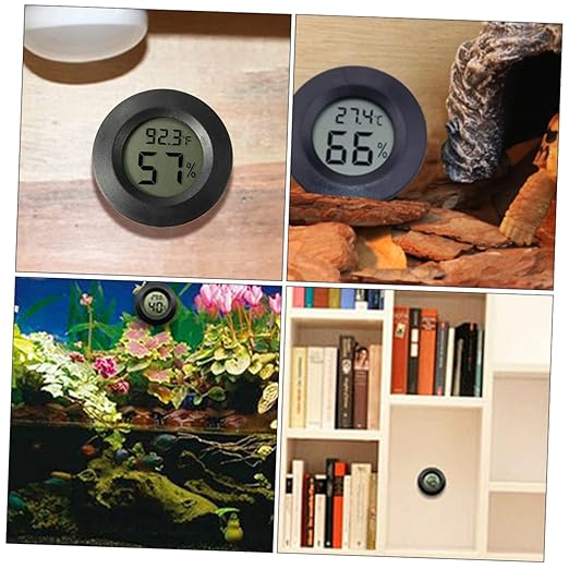 7pcs Digital Temperature Humidity Meter for Reptile Tanks Accurate Hygrometer Thermometer for Bearded Dragons Snakes and Geckos Mini Thermometer LCD Display and Battery