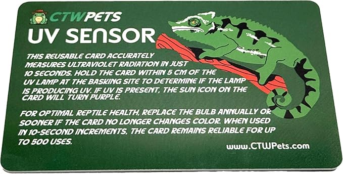CTWPets UVB Tester Reptile Lamp UV Sensor Reptile UVA UVB Fluorescent Lamp Tester Card (2 Pack)