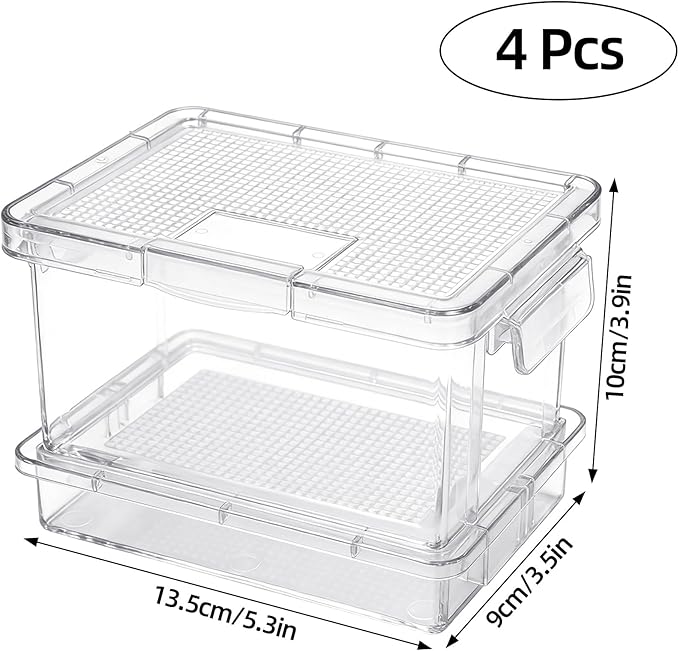 4 Pcs Mealworm Breeding Kit - to Breed Live Mealworms, Clear Mealworm Farm Containers for Live Mealworms, Reptiles, Lizards, Frogs,Tortoises (5.3"x3.5"x4")