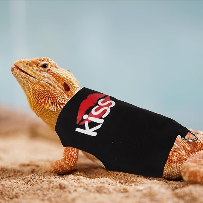 ADOGGYGO Valentine Bearded Dragon Harness Leash Set, Lizard Clothe Costume Adjustable Reptile Harness with 5ft Leash for Bearded Dragon Lizard Walking Outdoor (Small)