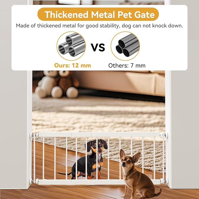 Dog Gate Indoor for Small Dogs or Breeds, 10'' High Short Dog Gate to Step Over, 18“-45” Wide Small Pet Gate with 3 Extension Kits for Doorways & Stairs