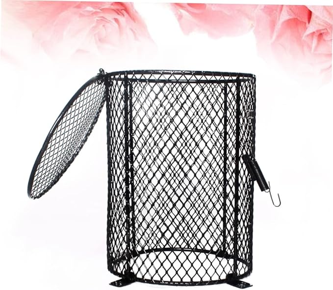 POPETPOP Reptile Scald Lampshade Cover Heating Lamp Protector for PET Reptiles Round Black Shade for Terrariums