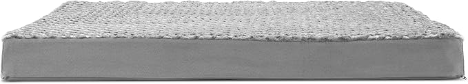 Furhaven Cooling Gel Dog Bed for Large Dogs w/ Removable Washable Cover, For Dogs Up to 95 lbs - Ultra Plush Faux Fur & Suede Mattress - Gray, Jumbo/XXL
