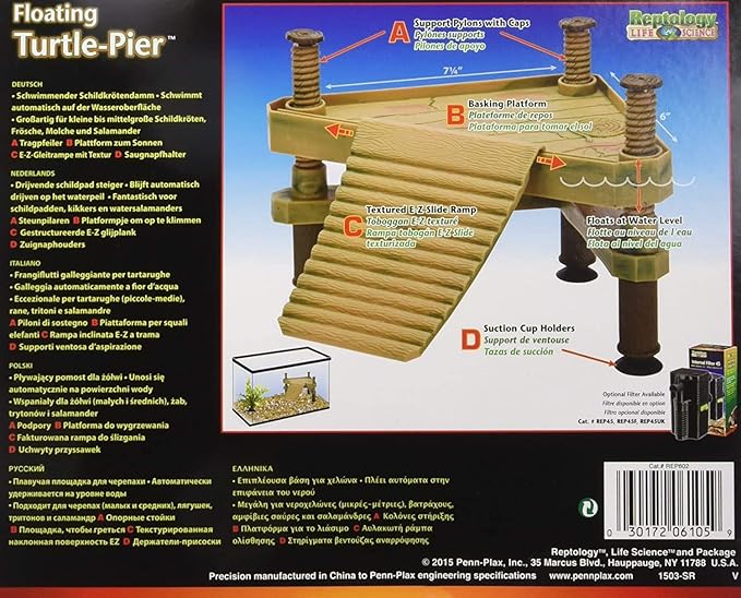 Penn-Plax Reptology Floating Turtle Pier and Basking Platform – Decorative, Functional, and Naturally Inspired – Small