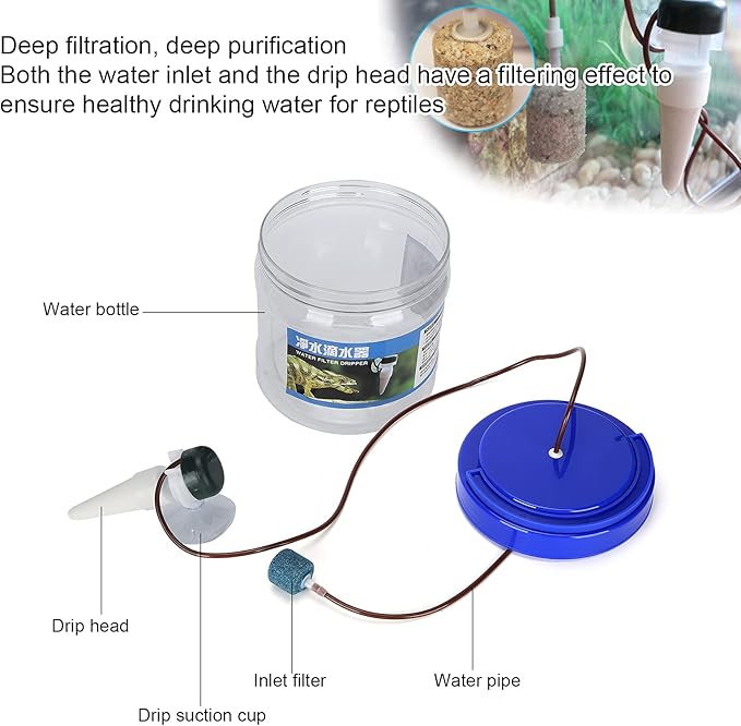 LAJS Reptile Water Dripper, Drip Irrigation Tool Accessories 1300ML for Geckos/Lizards/ for Pet Home