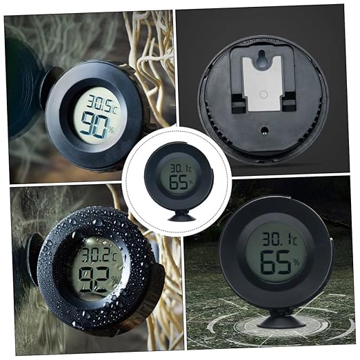 Kisangel 1pc Digital Thermometer Hygrometer for Reptiles Accurate Temperature Humidity Monitor Cup Switchable Material for Terrarium Use
