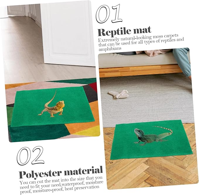 KESYOO 2Pcs Wear Resistant Household Reptile Carpet Absorbent Tortoise Bedding Mat for Snakes Lizards and Terrarium Use