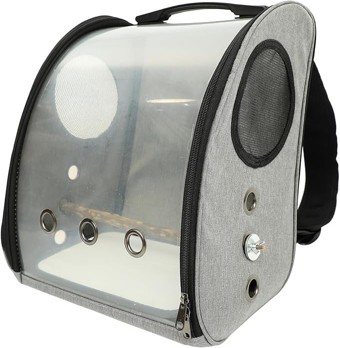 Bird Carrier Backpack for Travel Comfortable Transparent Parrot Carrying Bag with Strap Breathable Mesh Design for Easy Viewing and -Term Use with Perch