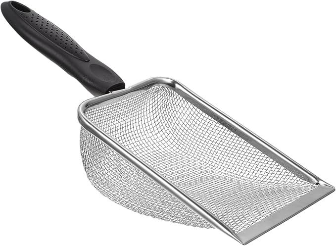Abaodam 1pc Stainless Steel Reptile Sand Scoop Ergonomic Handle for Easy Excrement Removal Tortoise and Lizard Terrariums for Cleaning Substrate and Litter Areas