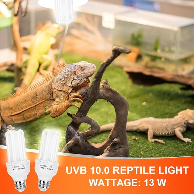 VIHOSE 4 Pack UVB Reptile Light Bulb 13w 10.0 UVB Bulb for Desert Reptiles Pet Light for Turtle Compact Fluorescent Terrarium Lamp for Bearded Dragon, Lizard, Tortoise, Iguanas, Snake, Gecko