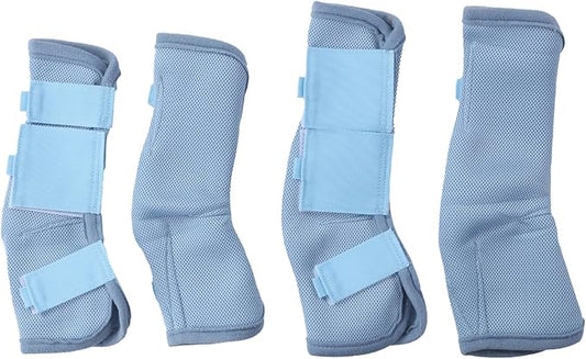 Horse Fly Boots Set of 4, Breathable Comfy Mesh Fly Boots for Horses, Non-Slip Horse Fly Leggings No More Stomping & Horsefly Nuisance Lightblue Cob