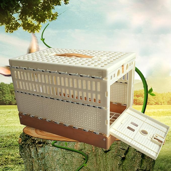 Foldable Bird Cage ABS Material, Stable Travel Design, Secure Closure for Parakeets & Parrots, Bird Transport Carrier