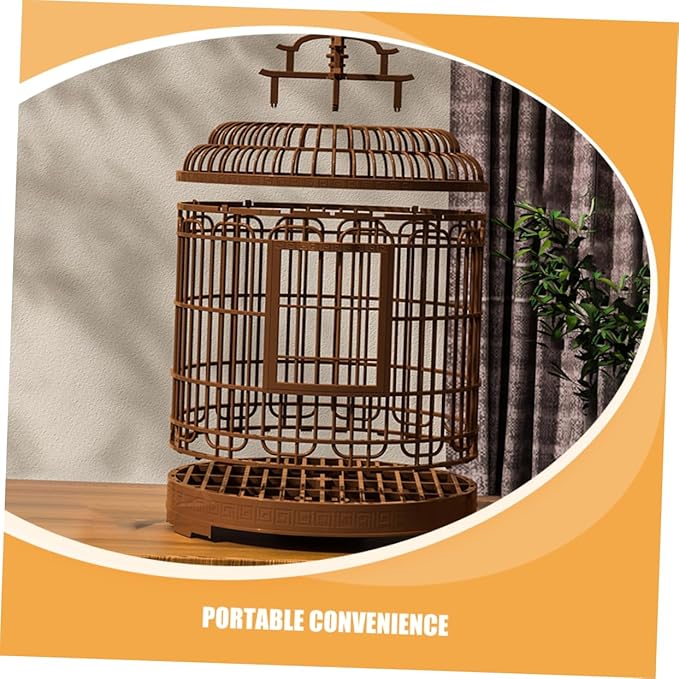 Milisten Large Portable Bird Cage Villa for Parrots and Budgies Retro Plastic Travel Carrier Detachable Base Suitable for Home and Outdoor Use