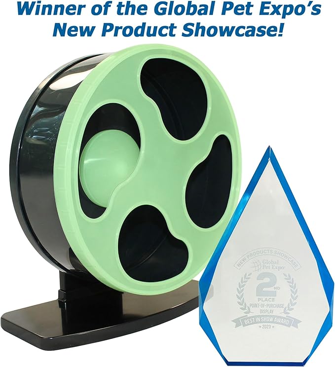 Moon Runner 9" Exercise Wheel for Hamsters - Super Silent Glow in The Dark Wheel with Adjustable Stand