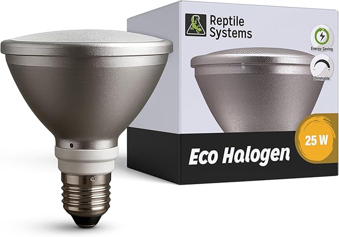 Reptile Systems Eco Halogen – White 25w – Lamp for Reptiles & Amphibians – Light for Tanks, Vivariums & Crested Geckos