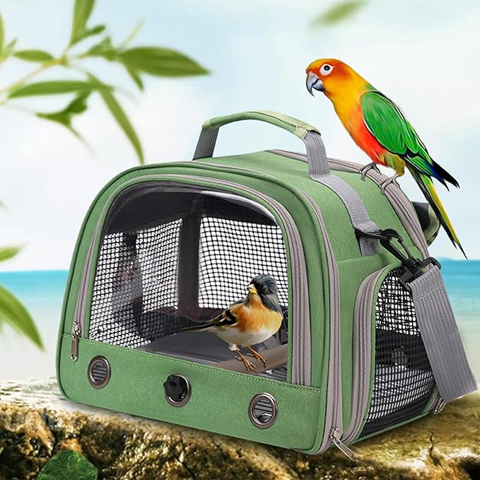Portable Parrot Travel Bag – Zippered Breathable Bird Carrier with Shoulder Strap, Lightweight Parrot Transport Bag for Walking, Sunbathing, and Outdoor Trips | Ideal for Small Birds, Parakeets