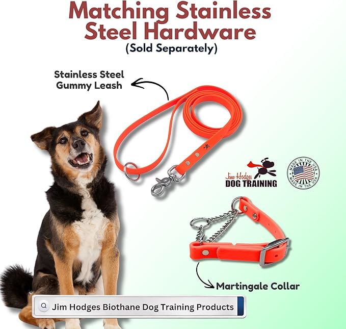 Martingale Collar for Dogs, Biothane, Stainless Steel Hardware, No Pull, Made in The USA, Professional Grade, Large, Orange