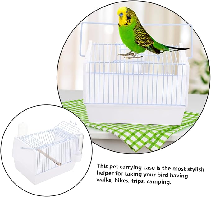 GALPADA 1set Portable Bird Carrier Cage Handle Comfortable Travel Cage for Parrots Small Birds and Pets for Outdoor Adventures and Trips Breathable Design Compact White Small