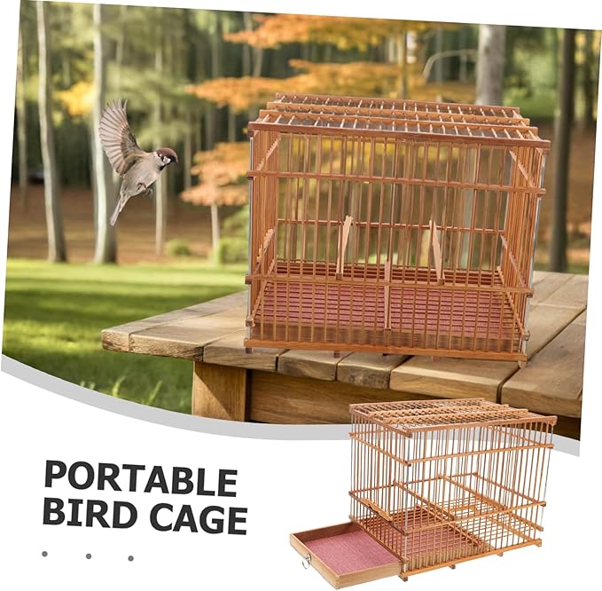 Bamboo Bird Cage for Small Parrots and Lovebirds Portable Woven Birdcage for Indoor and Outdoor Use Lightweight Travel Carrier Hollow Design