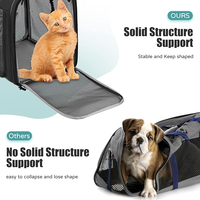 Wakytu Portable Large Cat Carrier, Soft-Sided Pet Crate Kennel for Small Dog | Arch Design, 4 Mesh Windows, 3 Entrance, Hammocks, Lockable Zipper | Perfect for Travel, Indoor Outdoor Use