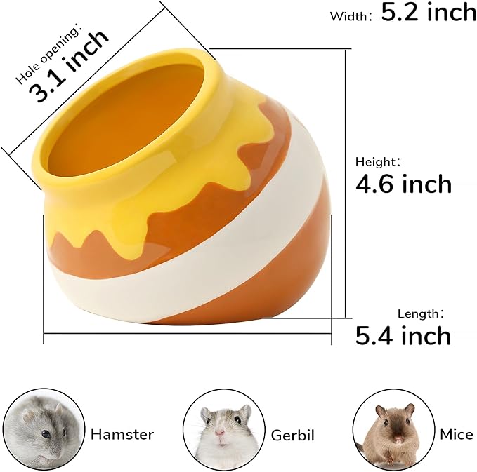 Hamster Sand Bath Container Small Animals Shower and Digging Bathroom Toilet, Ceramics Honey Pot Bathtub for Dwarf Hamster, Syrian Hamster, Gerbils, Hedgehogs, Mice, Rats, Lemming