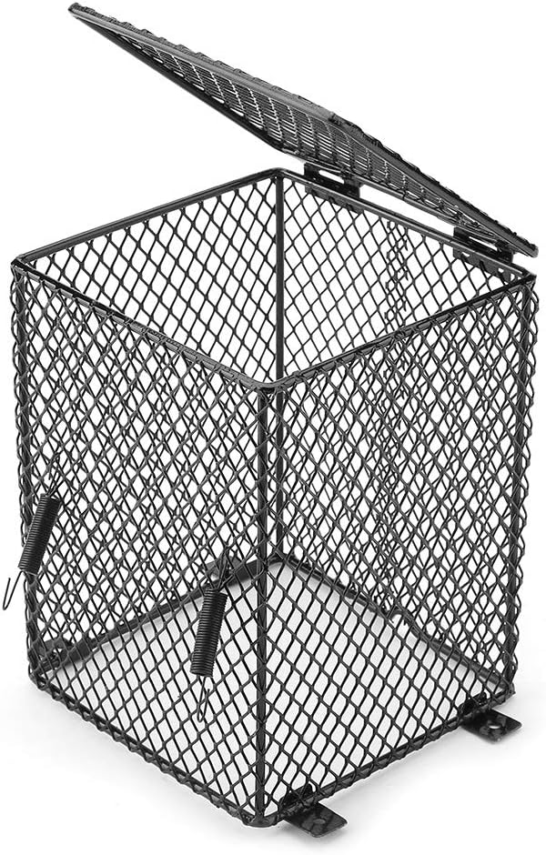 Reptile Lamp Cover, Iron Material, 6 Inch Height, Screws, Day Night Heating Ceramic Bulb, Cylinder Shape, for Reptile Lamps, with Pet Anti Scald Mesh (Rectangular)