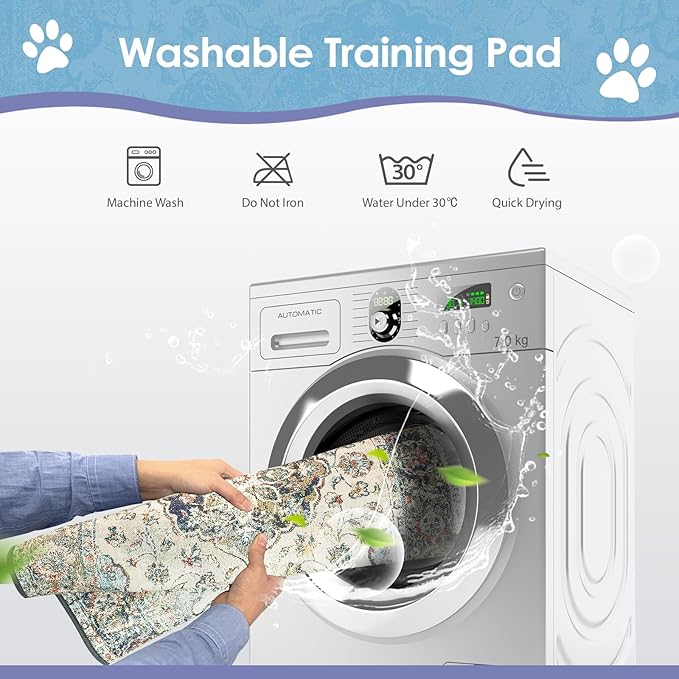 SCLOSE Washable Pee Pads for Dogs 2 Pack, 36" x 24" Reusable Puppy Pads Waterproof, Super Absorbent Dog Rugs, Leakproof, Dog Crate Pad, Playpen Mat, Whelping Pads, Vintage Medallion