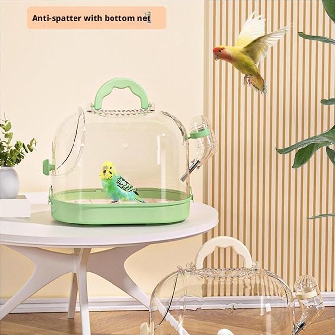 Bird Cage Parrot Cage Bird Travel Carrier Outgoing Cage with Handle for Cockatiels Flight Birdcage(Green)