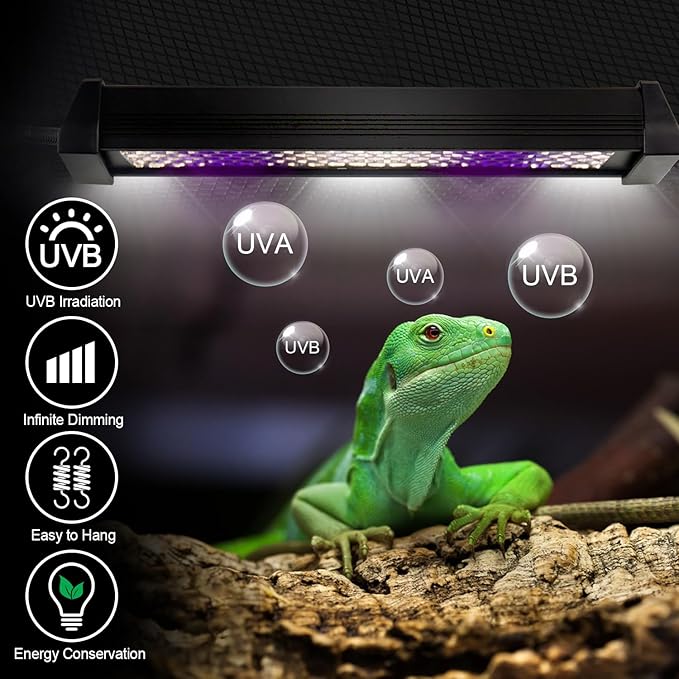 NANEEZOO UVB Reptile Light, Dimmable LED 10.0 UVB Lamp Fixture for Bearded Dragon Gecko Lizard Turtle Snake, Adjustable Brightness UVA UVB Light for Reptiles