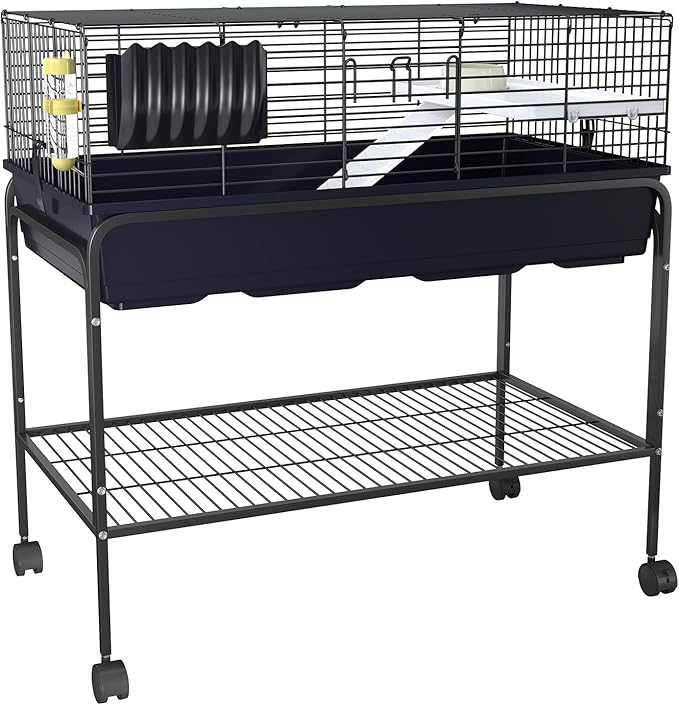 Garvee 35.3" h Hamster Cage Kit with Removable Storage Shelf, Guinea Pig Cage with 3Pcs Accessories, Rat Critter Cage for Chinchilla, Squirrel, Gerbil, Hedgehog, Hamster, Guinea Pig, Black