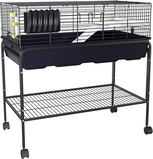 Garvee 35.3" h Hamster Cage Kit with Removable Storage Shelf, Guinea Pig Cage with 3Pcs Accessories, Rat Critter Cage for Chinchilla, Squirrel, Gerbil, Hedgehog, Hamster, Guinea Pig, Black