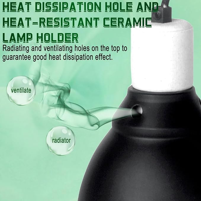 BNOSDM Reptile Light Fixture,5.5 Inch Shallow Dome Reptiles Heat Lamp Fixture for UVB UVA Bulb,Heat Basking Bulb,Optical Reflection Heat Lamp Fixtures for Reptile Amphibian Tank Terrariums