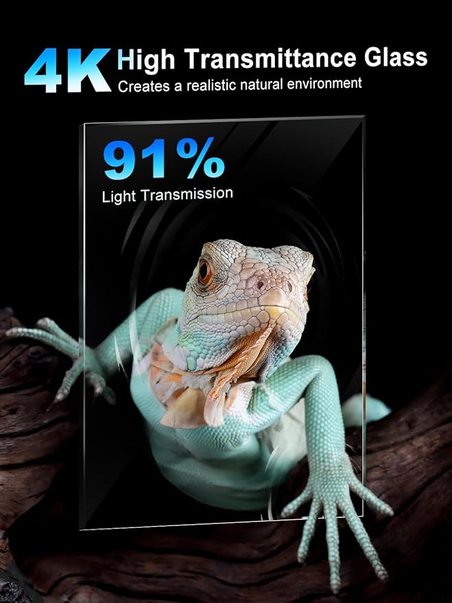 URUQ 35 Gallon Glass Reptile Terrarium, 23" x 18" x 19" Reptile Habitat Tank Front Opening Tank Sliding Door with Screen Ventilation, for Reptiles Amphibians, Bearded Dragon Gecko Lizard Snake