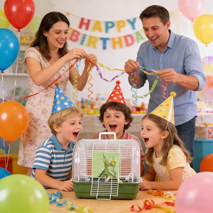 Portable Bird Cage, Transparent Bird Travel Carrier, Small Parakeet Cage, for Indoor Outdoor Balcony Living Room Park Parakeet Conure Canary Lovebird