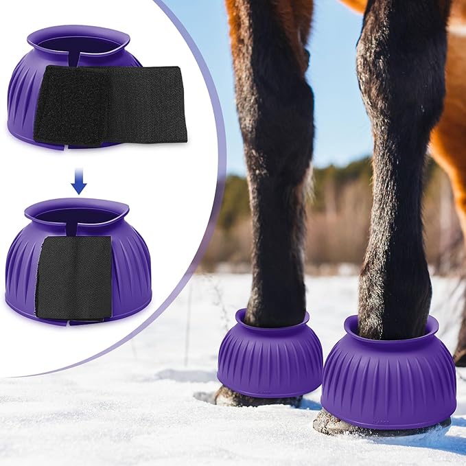 Abbylike Bell Boots for Horses 1 Pair/2 Pair Available, Protect Against Hoof Impact Trauma, Rubber Bell Boots Horse Care for Turnout, No Rub Design Wrap Hook and Loop