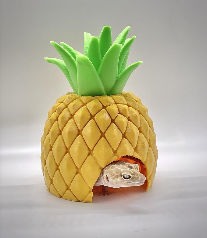 Pineapple Pet Hide - Great for Geckos, Hamsters, Frogs, Mice, Fish Tanks and Other Small Pets! Shedding Hideout Hut