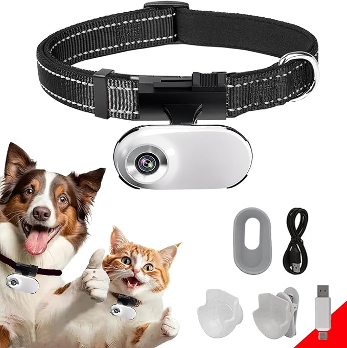 ehomful HD 1080P Cat POV Camera Collar with Video Record, Mini Small Sports Video Cameras, Body Cam Outdoor/Inoor No WiFi, Unique Pet Supplies Gift for pet Owners, Dog Moms, cat dads, Ideal Gift