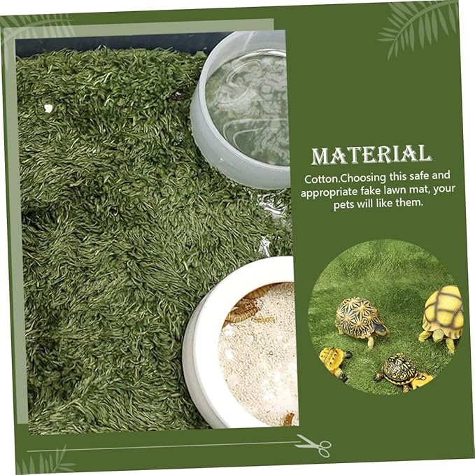 Reptile Mat Fake Lawn Carpet for Terrarium Absorbent and Breathable Substrate for Tortoise Gecko Lizard and Snake for Moisture Retention and Comfort