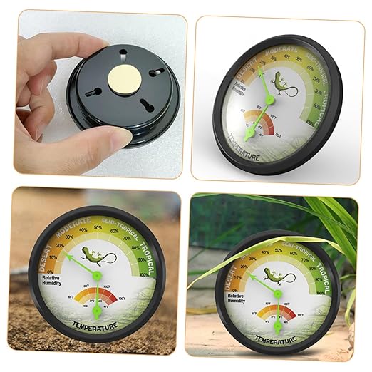 Beaupretty High-Precision Mechanical Reptile Hygrometer Thermometer for Bearded Dragon Tank Dual Temperature and Humidity Gauge with Large Clear Dial Safe Wear-Resistant Material for Aquarium