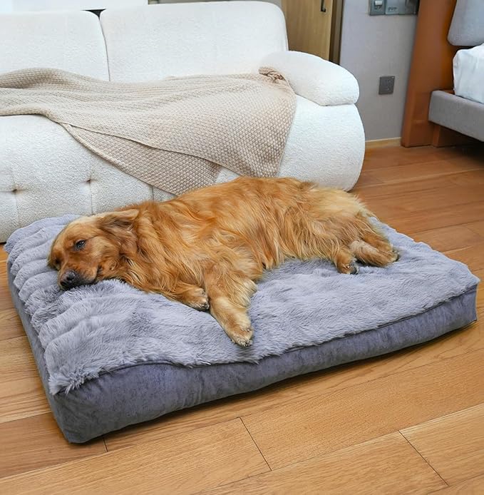 Small Dog Bed with Low-Angle Soft Pillow.Deluxe Dog Bed Fabric Comfortable and Soft.with Non-Slip Bottom, Washable pet Bed for Crate.Color: Grey.