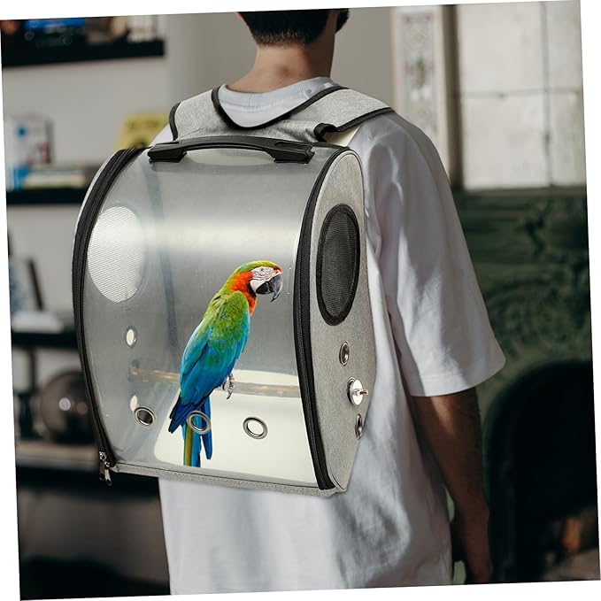 Totority Bird Carrier Backpack for Travel Comfortable Parrot Carrying Bag with Smooth Zipper Transparent Breathable Design for Birds for Outdoor Use Includes Perch for Comfort