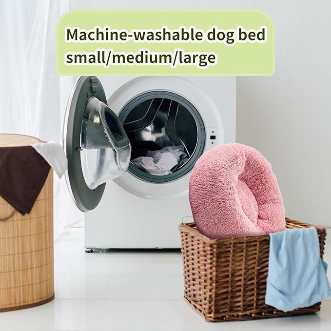 Comfort Donut Dog Bed for Small Dogs, Cat Bed & Pet Bed for Indoor Use, Medium Size with Soft Plush, Round Dog Beds for Large Dogs and Cats(Rubber Red,32''Lx32''Wx8''Th)