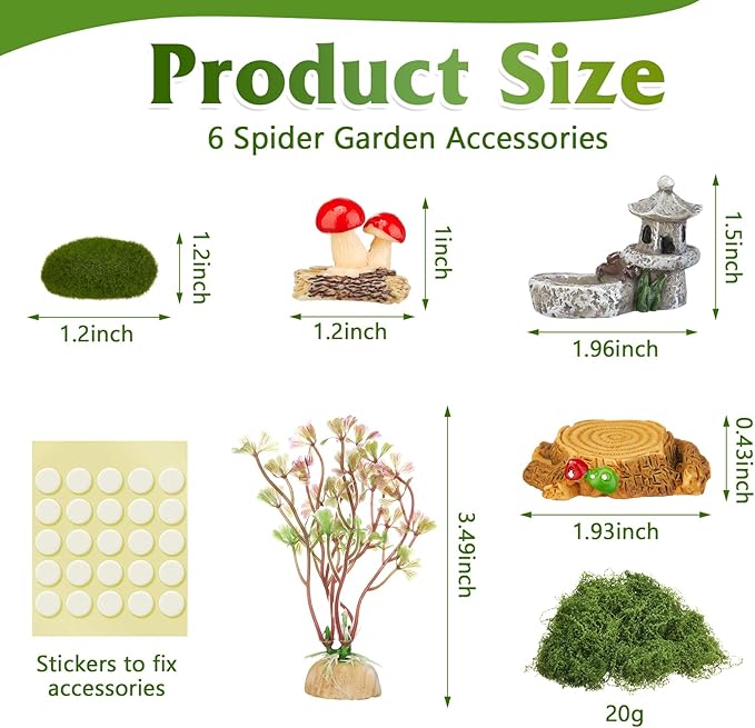 Jumping Spider Enclosure with Habitat Mini Figurines Set Acrylic Terrarium Habitat Mini Jumping Spider House Decorations for Tarantulas Snail Mantis Small Reptiles (Top Opening Door)
