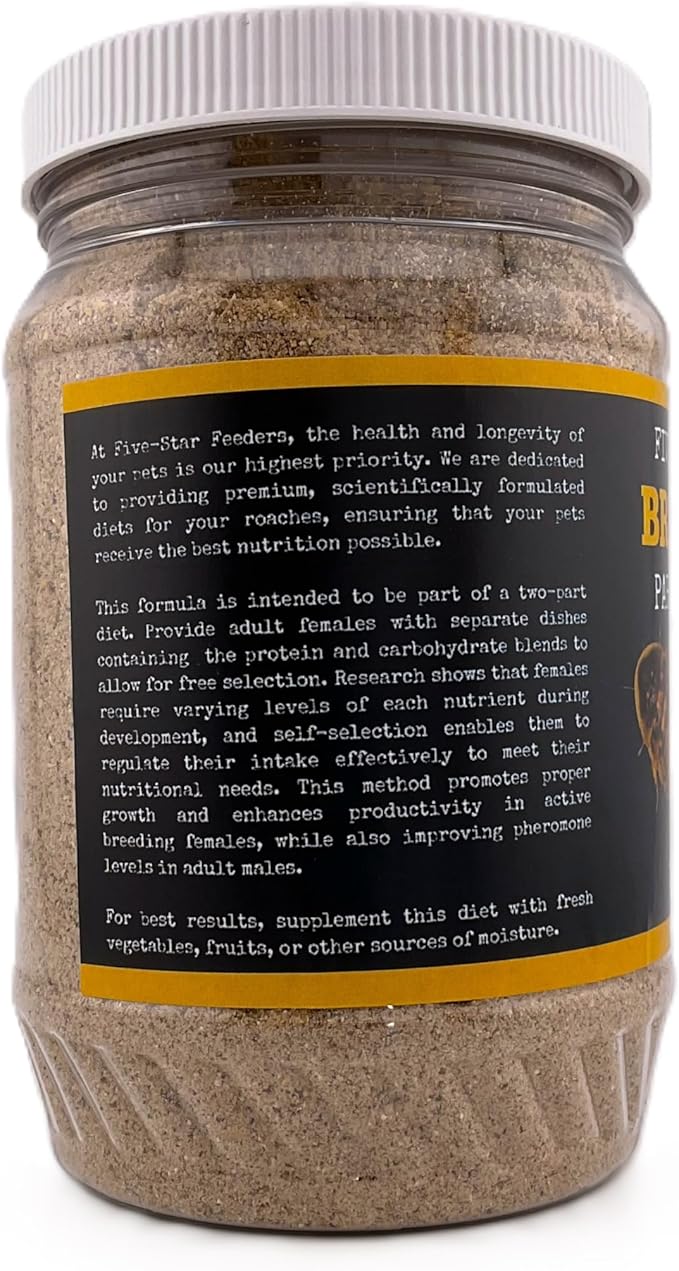 Roach Breeder Diet – Part 1: Carb Blend – Breeder-Optimized Formula for Dubia Roaches and Feeder Insects – 10 oz Plastic Jar