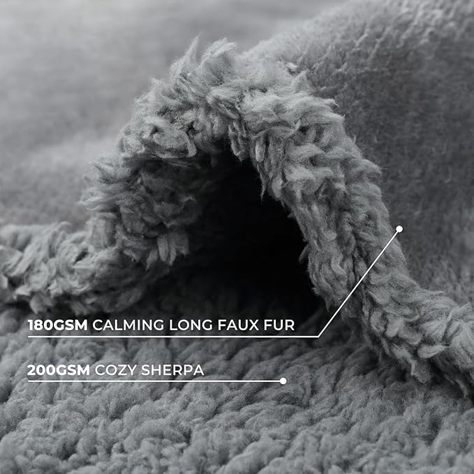 Luciphia Waterproof Bed Blanket Washable, Soft Sherpa Fleece Puppy Reversible Throw Blankets for Small, Medium Dog Cat, Furniture Cover Protector Couch from Liquid Pee and Pet Fur,Light Grey,57" x 40"