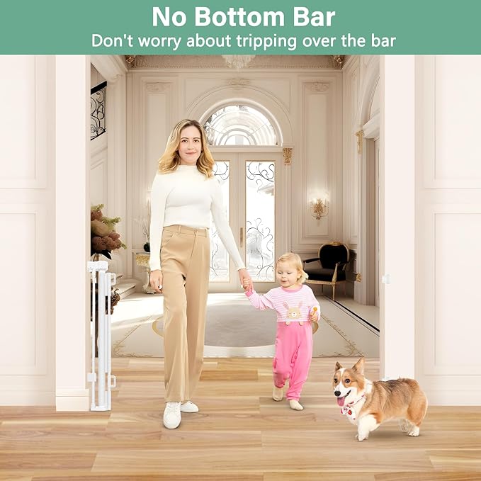 Reinforced 26 Inch Tall Retractable Baby Gates to Step Over 55" Wide Small Outdoor Retractable Child Gates for Doorways Short Retractable Dog Gates for Baby Indoor Retractable Stairs Gate for Kids